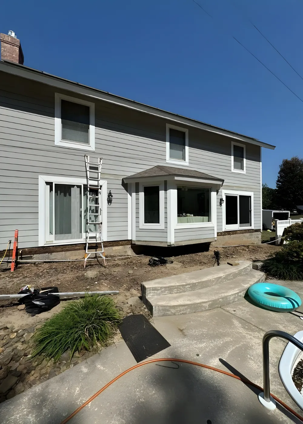 Finished covered porch and exterior improvement