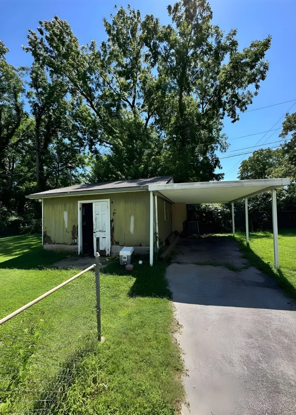 Renovated outbuilding exterior after improvement work