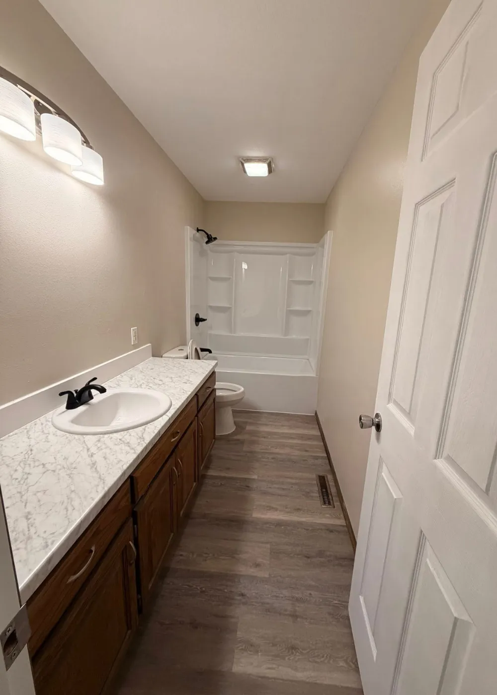 Updated bathroom after home transformation